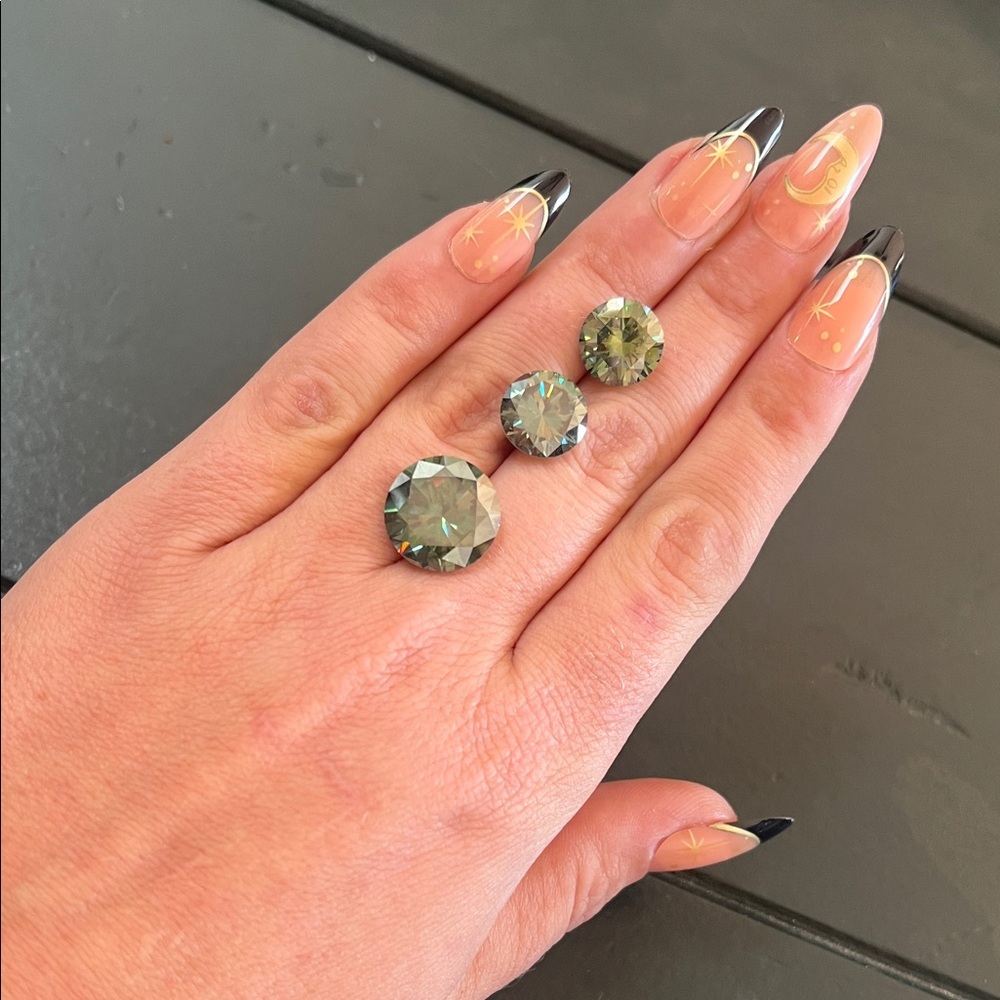 3 Pcs Gorgeous Large Green Moissanite or Moissanite Coated CZ Loose Gemstones
